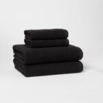 Room Essentials Antimicrobial Assorted Cotton Terry Midweight Bath & Hand Towel Set - Black