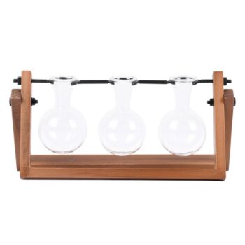 Better Homes & Gardens Glass & Wood Propagation Vase Station Set, 11.3 x 4.3 x 5.5 in